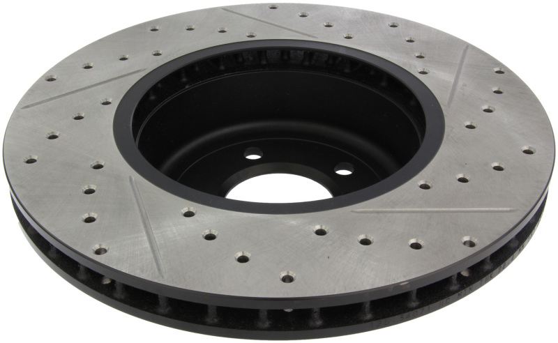 BMW 6 Series Brake Rotor (1) - Right Front - Stoptech - Drilled & Slotted - Black - `04-`05