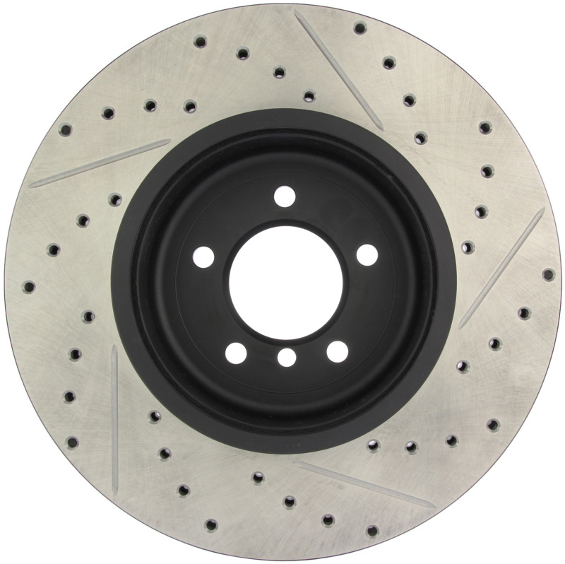 BMW 6 Series Brake Rotor (1) - Right Front - Stoptech - Drilled & Slotted - Black - `04-`05