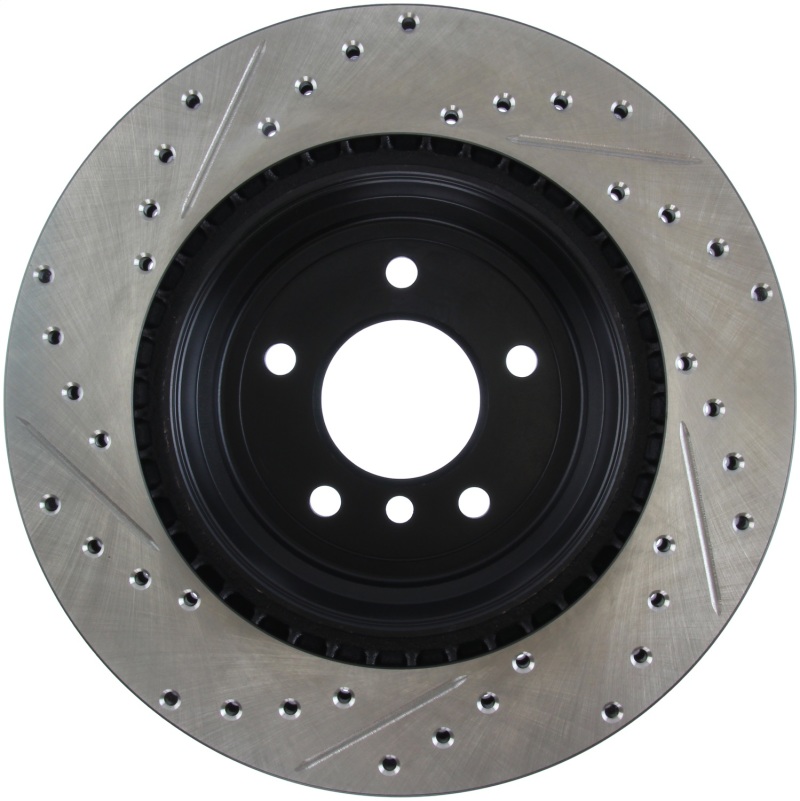 BMW 3 Series Brake Rotor (1) - Rear Left - Stoptech - Slotted & Drilled - Black - 2006