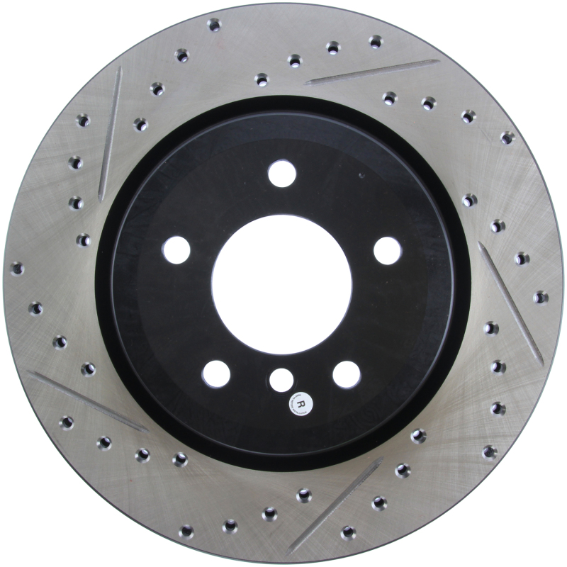 BMW 3 Series Brake Rotor (1) - Rear Right - Stoptech - Slotted & Drilled - Black - 2006