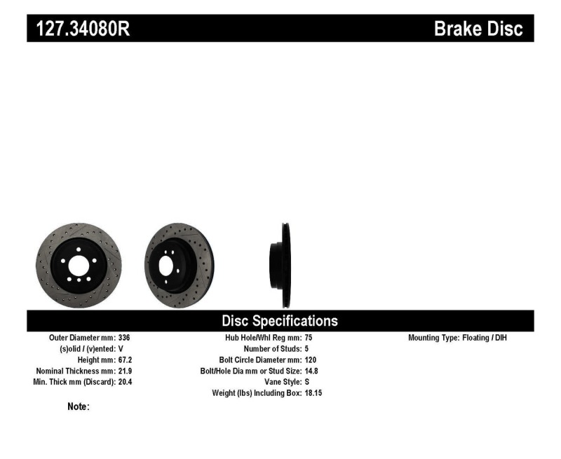 BMW 3 Series Brake Rotor (1) - Rear Right - Stoptech - Slotted & Drilled - Black - 2006