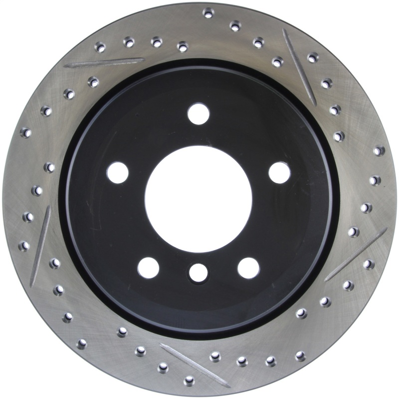 BMW 3 Series Brake Rotor (1) - Rear Left - Stoptech - Drilled & Slotted Sport Rotor - Black - 2006 BMW 3 Series Brake Rotor (1) - Rear Left - Stoptech - Drilled & Slotted Sport Rotor - Black - 2006