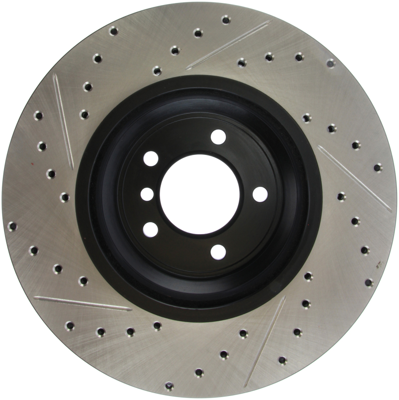 BMW 3 Series Brake Rotor (1) - Front Left - Stoptech - Slotted & Drilled - Black - `09-`11