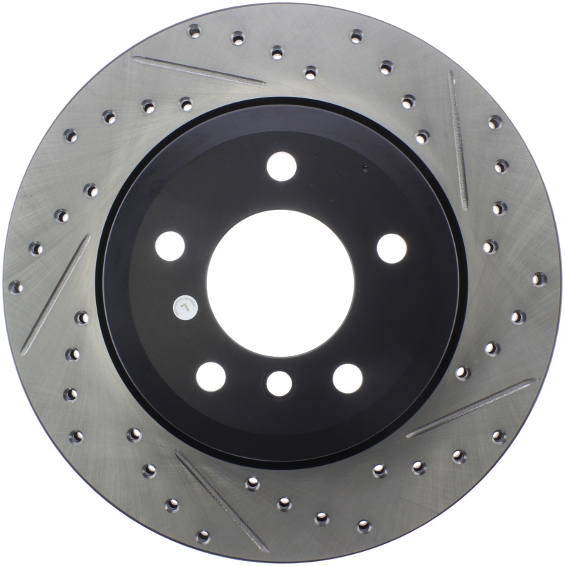 BMW 135i Brake Rotor (1) - Rear Left - Stoptech - Slotted/Drilled - Black - `08-`13 BMW 135i Brake Rotor (1) - Rear Left - Stoptech - Slotted/Drilled - Black - `08-`13
