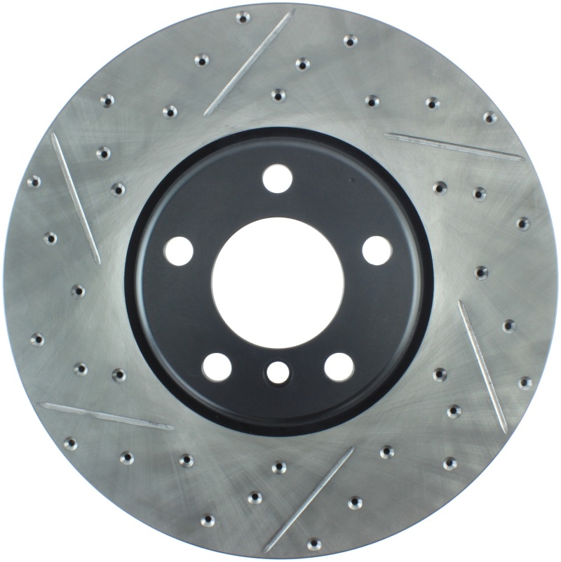 BMW 740i Brake Rotors (1) - Front Right - Stoptech - Slotted & Drilled Sport - Black - `11-`15