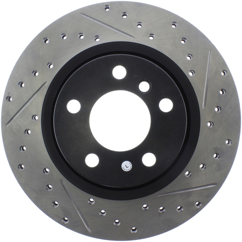 BMW X3 Brake Rotor (1) - Rear Left - Stoptech - Slotted/Drilled - Black - `11-`17 BMW X3 Brake Rotor (1) - Rear Left - Stoptech - Slotted/Drilled - Black - `11-`17