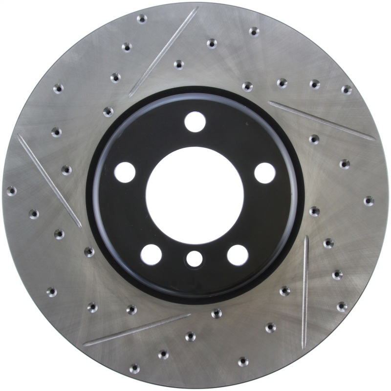 BMW ActiveHybrid 3 Brake Rotor (1) - Front Right - Stoptech - Slotted & Drilled Sport - Black - `13-`15