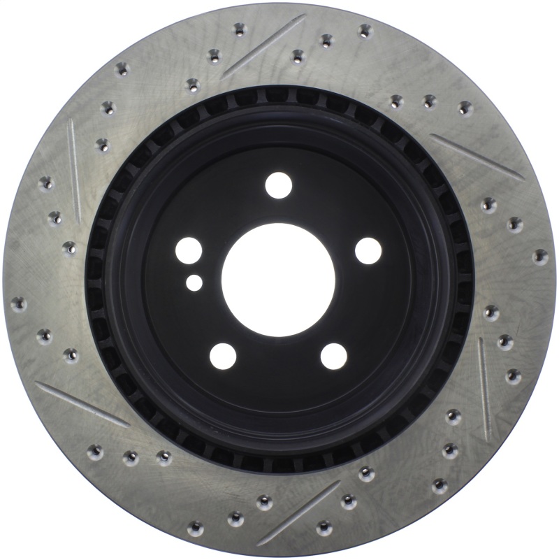 Mercedes-Benz E350 Brake Rotors (2) - Rear Left - Stoptech - Slotted & Drilled - Black - `06-`16