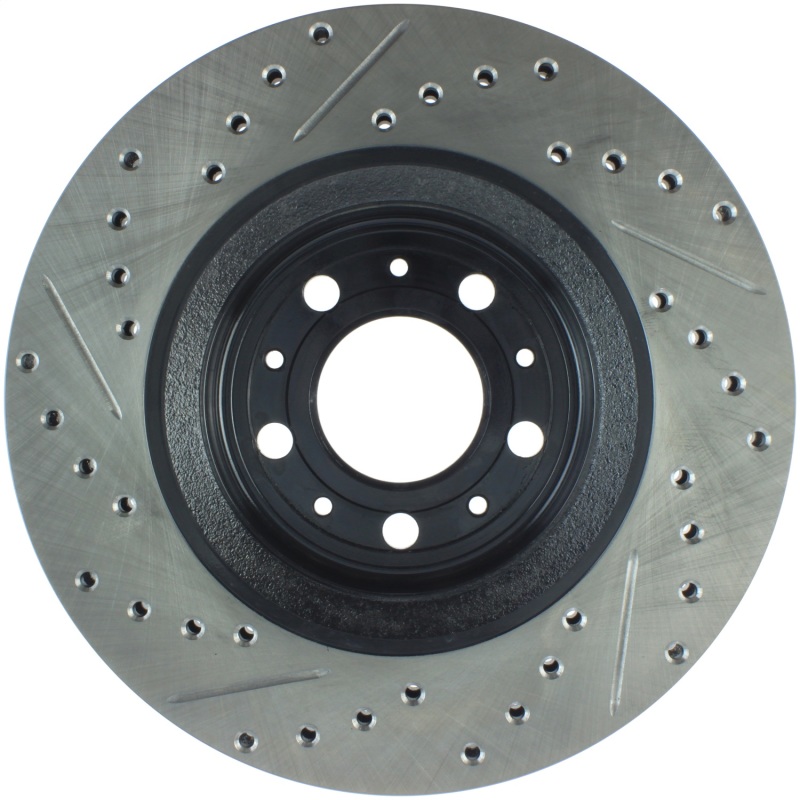 Volvo C70 Brake Rotor (1) - Front Left - Stoptech - Slotted & Drilled - Black E-Coated - `98-`04