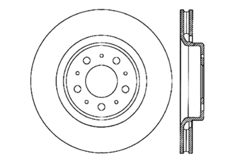 Volvo C70 Brake Rotor (1) - Front Right - Stoptech - Slotted & Drilled - Black - `98-`04
