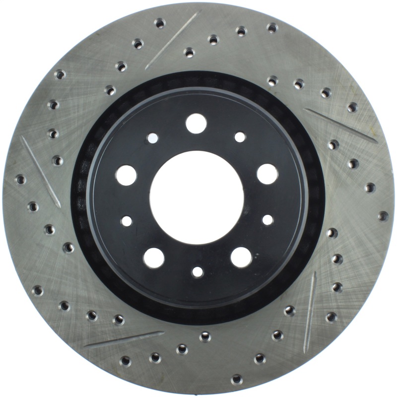 Volvo C70 Brake Rotor (1) - Front Right - Stoptech - Slotted & Drilled - Black - `98-`04