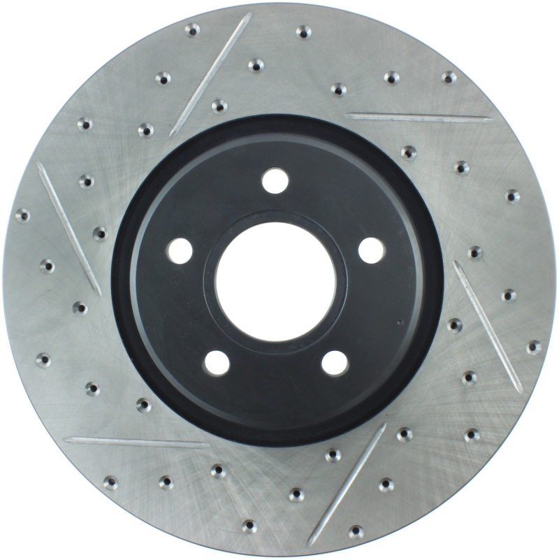 Volvo V50 Brake Rotors (2) - Front Right - Stoptech - Slotted & Drilled Sport - Black - `05-`12