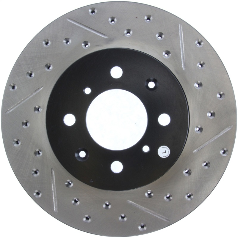 Honda Insight Brake Rotor (1) - Front Left - Stoptech - Drilled/Slotted Rotor - Black - `10-`14