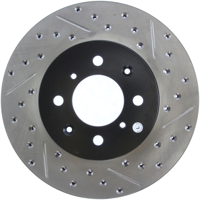 Honda Insight Brake Rotor (1) - Front Left - Stoptech - Drilled/Slotted Rotor - Black - `10-`14