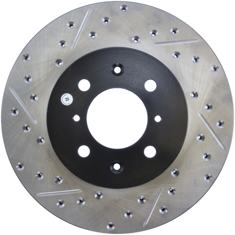 Honda Insight Brake Rotor (1) - Front Right - Stoptech - Drilled & Slotted - Black - `10-`14
