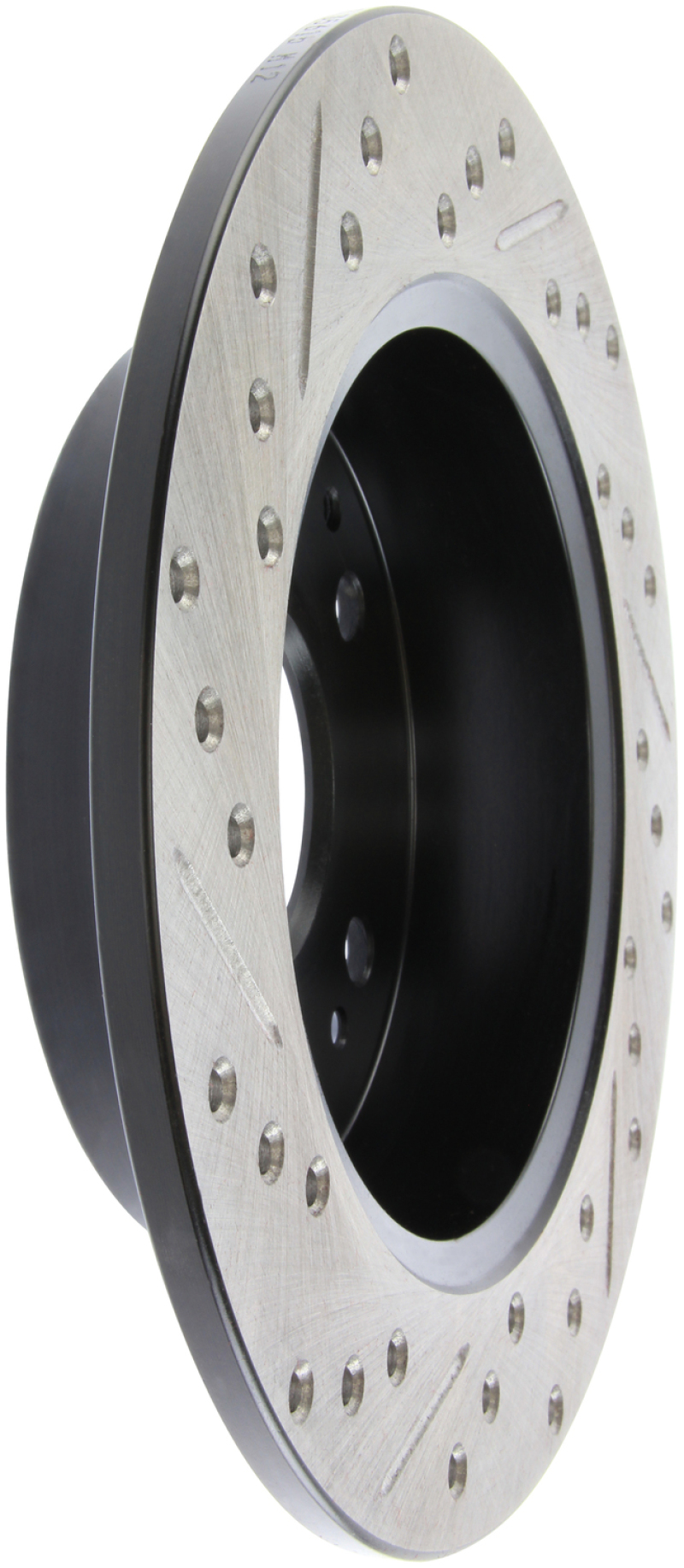 Acura Integra Brake Rotor (1) - Rear Left - Stoptech - Slotted & Drilled - Black - `97-`01 Acura Integra Brake Rotor (1) - Rear Left - Stoptech - Slotted & Drilled - Black - `97-`01
