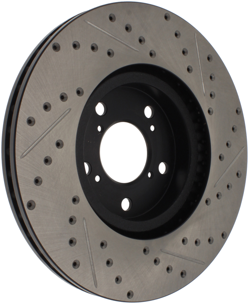 Acura MDX Brake Rotor (1) - Front Right - Stoptech - Slotted & Drilled - Black - `07-`13 Acura MDX Brake Rotor (1) - Front Right - Stoptech - Slotted & Drilled - Black - `07-`13