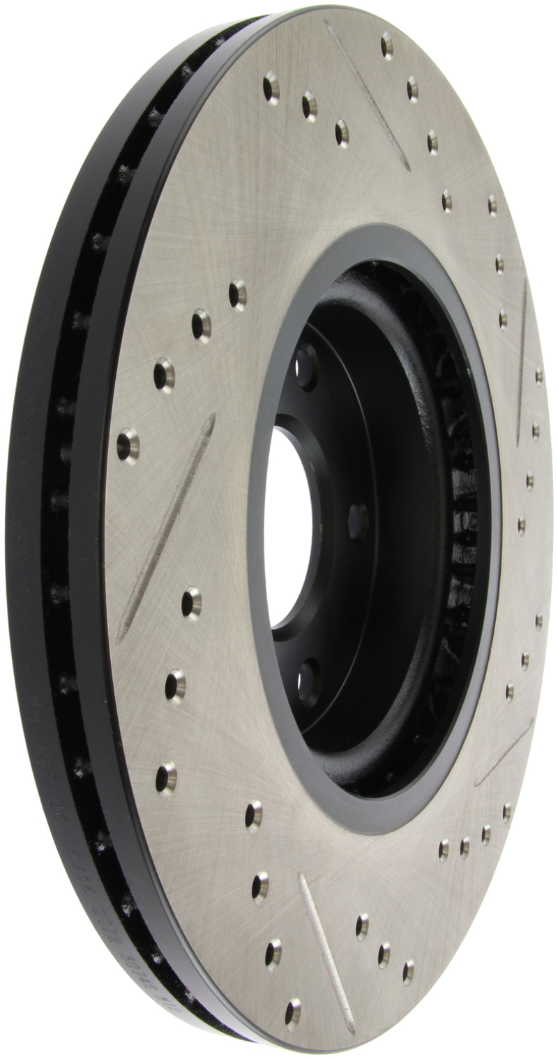 Infiniti G35 Brake Rotor (1) - Front Right - Stoptech - Slotted & Drilled - Black - `05-`08 Infiniti G35 Brake Rotor (1) - Front Right - Stoptech - Slotted & Drilled - Black - `05-`08