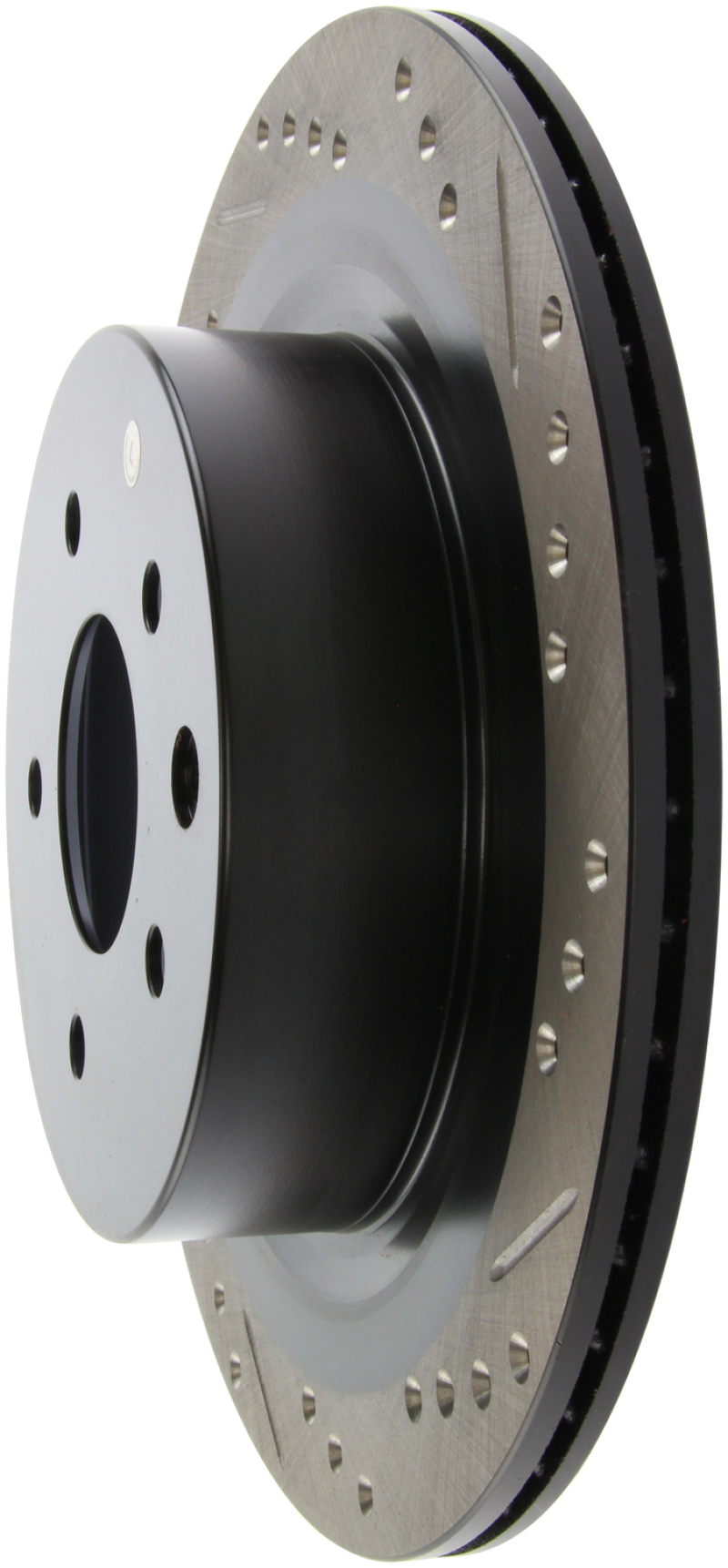 Infiniti G37 Brake Rotor (1) - Rear Left - Stoptech - Slotted & Drilled - Black - `09-`13