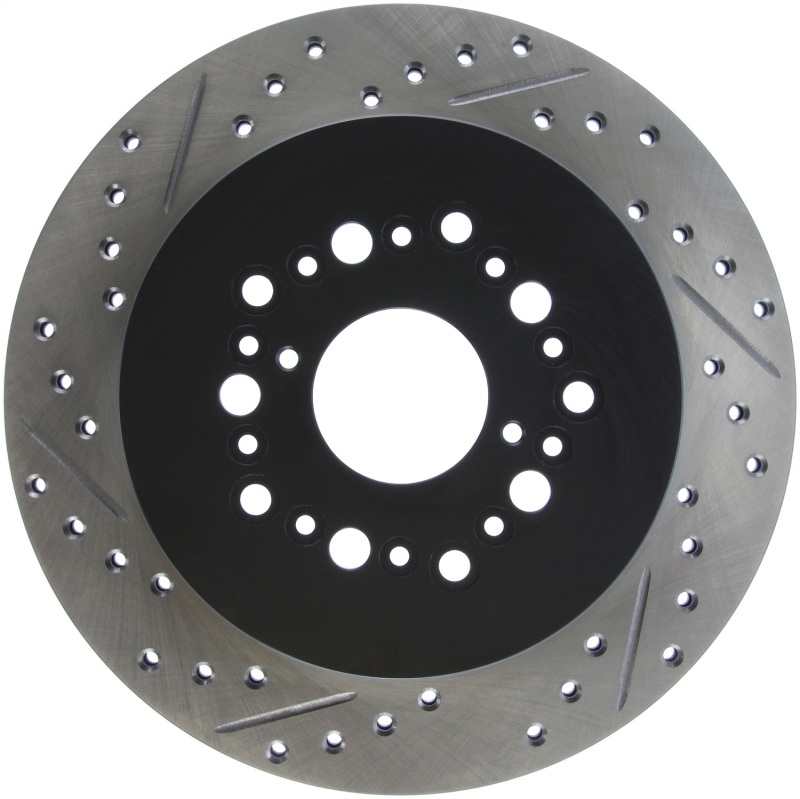 Lexus SC300 Brake Rotor (1) - Rear Right - Stoptech - Drilled/Slotted - Black E-Coated - `99-`00 Lexus SC300 Brake Rotor (1) - Rear Right - Stoptech - Drilled/Slotted - Black E-Coated - `99-`00
