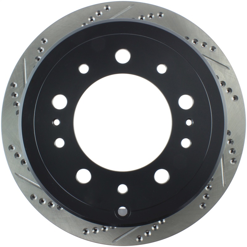 Toyota Land Cruiser Brake Rotor (1) - Rear Right - Stoptech - Slotted & Drilled - Black - `98-`07