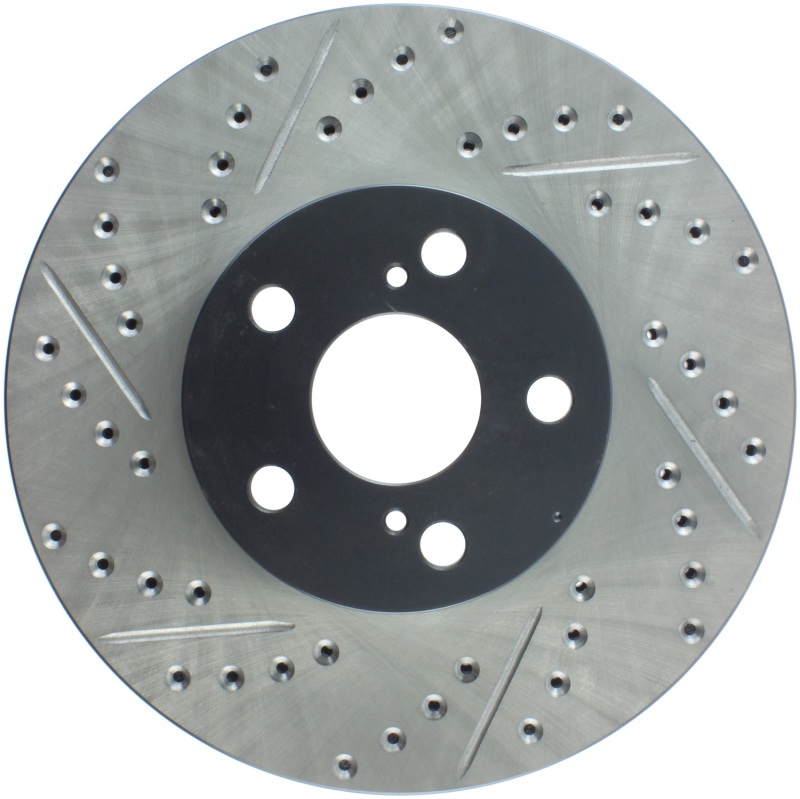 Toyota Matrix Brake Rotor (1) - Front Right - Stoptech - Slotted & Drilled Sport Rotor - Black - `03-`08