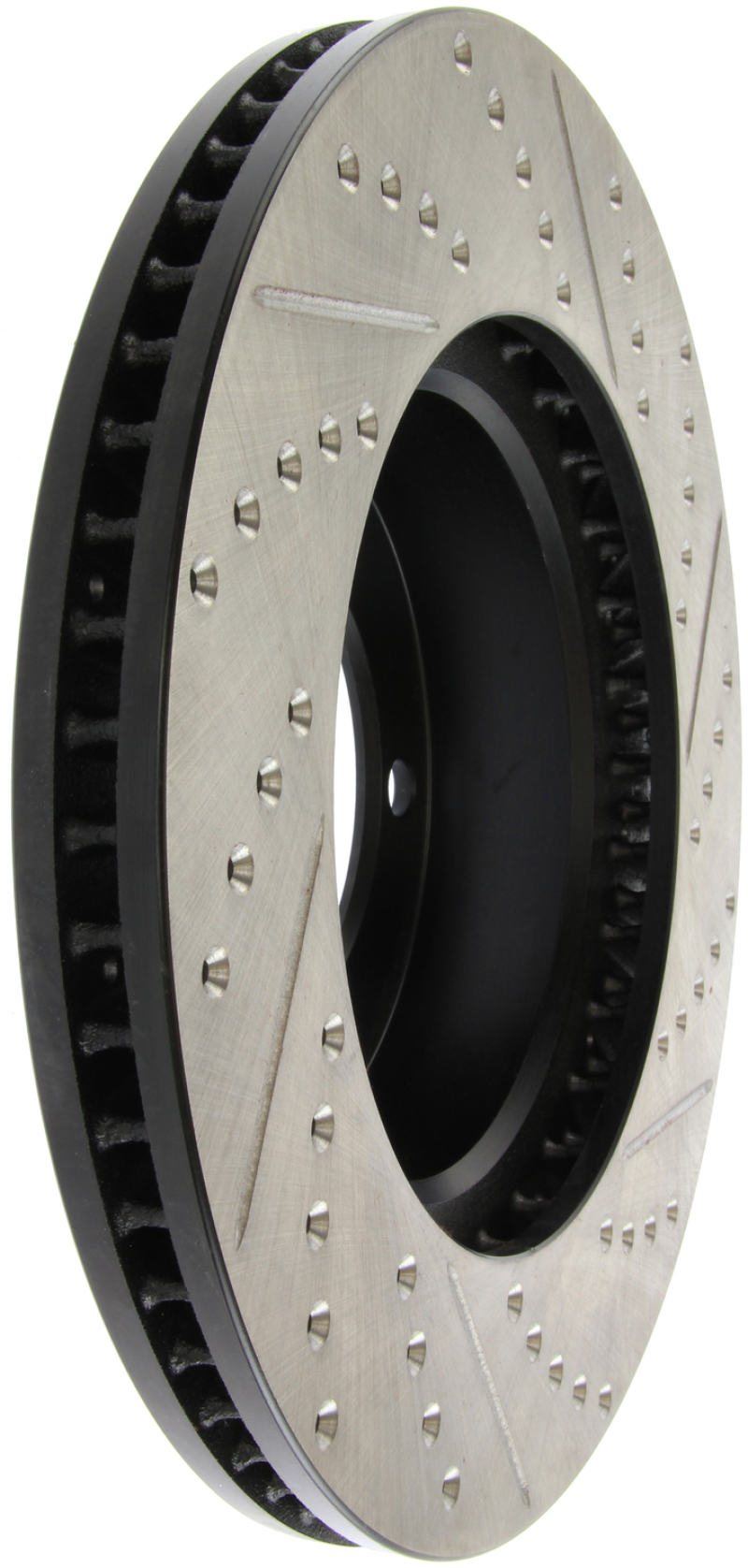 Toyota Sequoia Brake Rotor (1) - Front Right - Stoptech - Sport Drilled/Slotted, High-Carbon, E-Coated - Black E-Coated - `01-`07