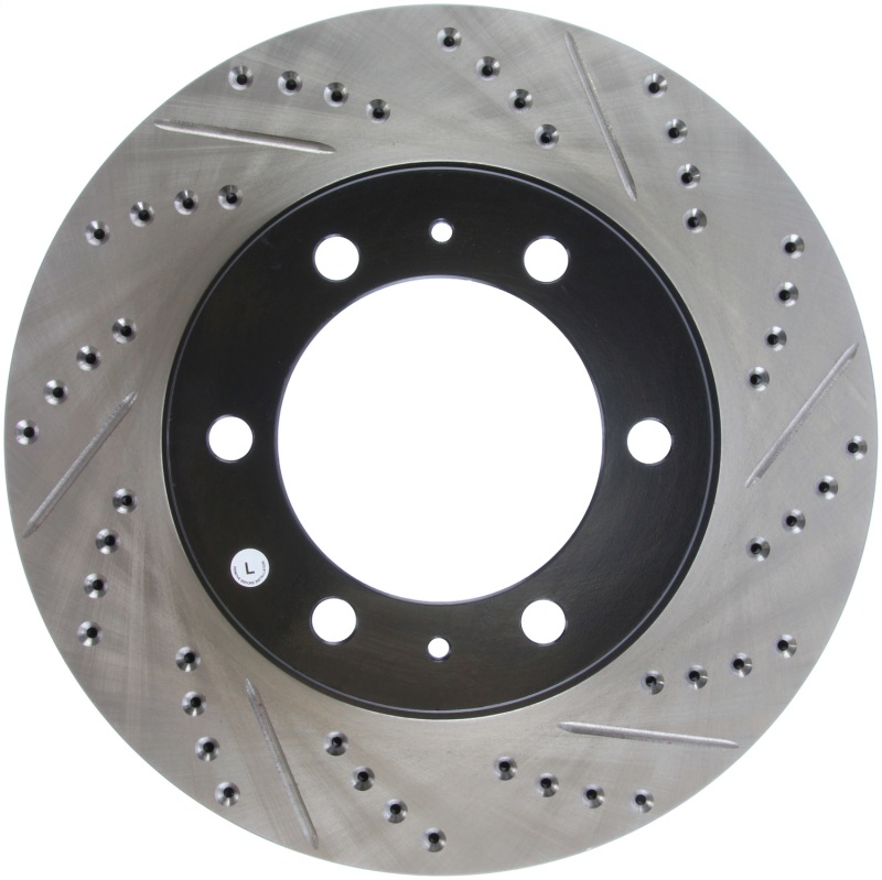 Toyota 4Runner Brake Rotor (1) - Front Left - Stoptech - Drilled & Slotted - Black - `03-`09