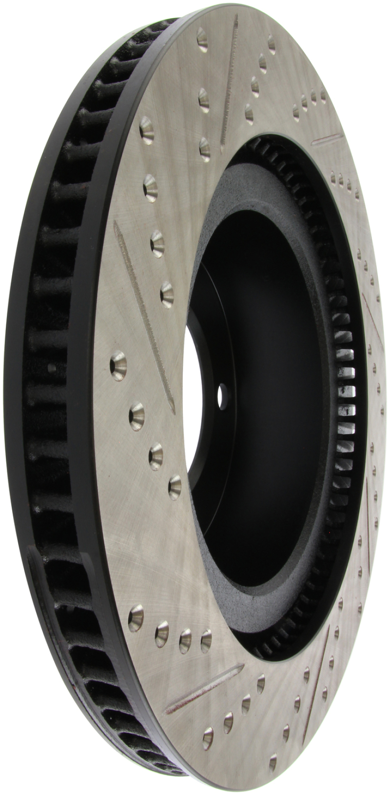 Toyota Sequoia Brake Rotor (1) - Front Left - Stoptech - Sport Drilled & Slotted, High Carbon - Black E-Coated - `08-`09