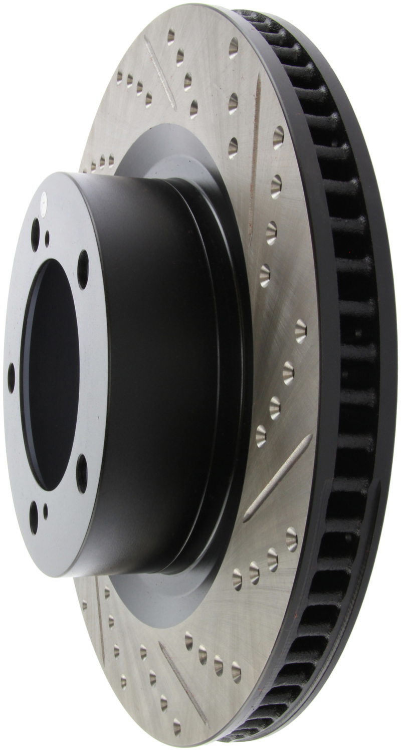Toyota Sequoia Brake Rotor (1) - Front Left - Stoptech - Sport Drilled & Slotted, High Carbon - Black E-Coated - `08-`09