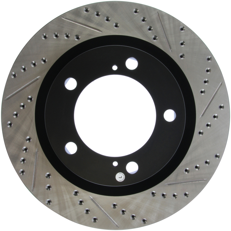 Toyota Sequoia Brake Rotor (1) - Front Left - Stoptech - Sport Drilled & Slotted, High Carbon - Black E-Coated - `08-`09