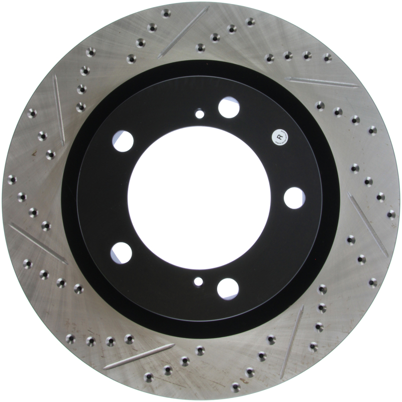 Toyota Land Cruiser Brake Rotor (1) - Front Right - Stoptech - Sport Drilled & Slotted - Black - `16-`19