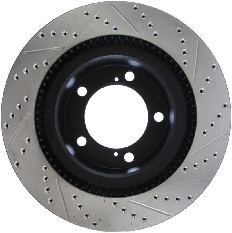 Toyota Sequoia Brake Rotor (1) - Front Right - Stoptech - Sport Drilled & Slotted - Black - `08-`19