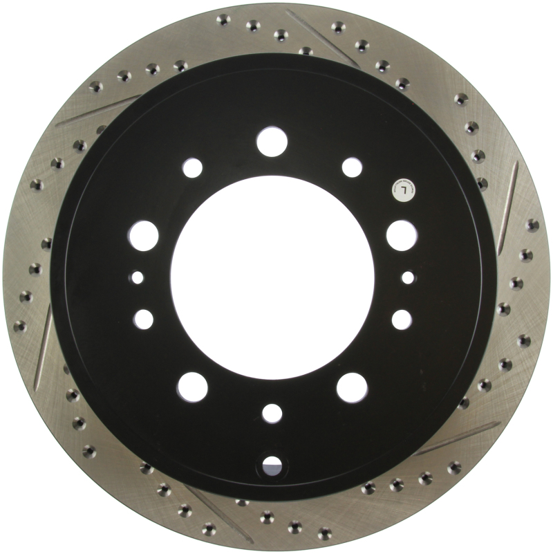 Toyota Sequoia Brake Rotors (1) - Rear Left - Stoptech - Drilled & Slotted Sport - Black - `08-`19