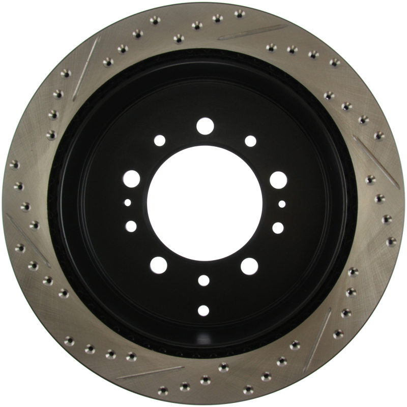 Toyota Sequoia Brake Rotors (1) - Rear Left - Stoptech - Drilled & Slotted Sport - Black - `08-`19