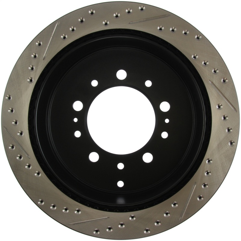 Toyota Sequoia Brake Rotors (1) - Rear Left - Stoptech - Drilled & Slotted Sport - Black - `08-`19