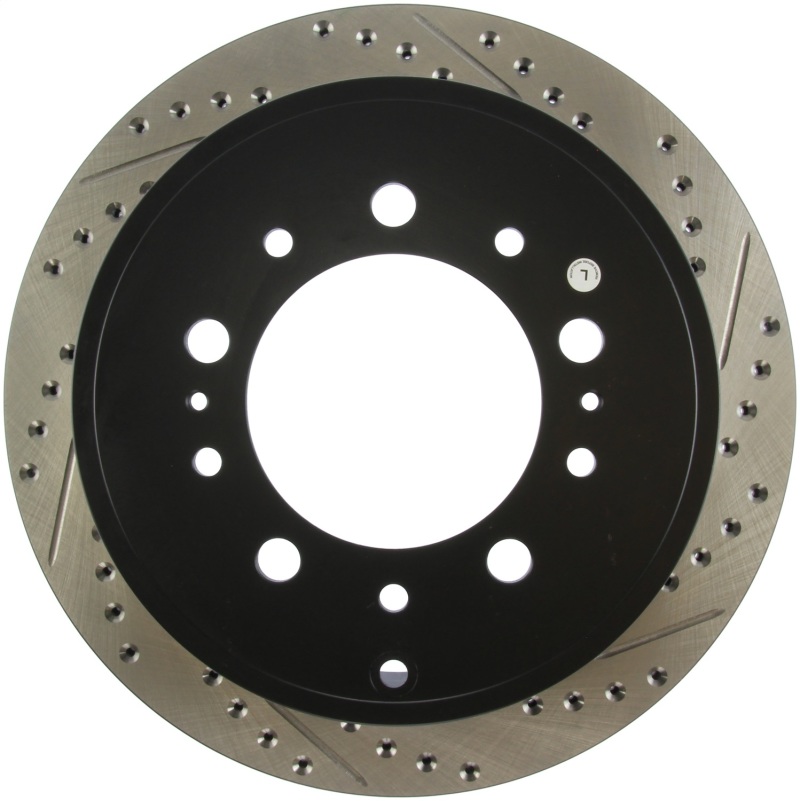 Toyota Sequoia Brake Rotors (1) - Rear Left - Stoptech - Drilled & Slotted Sport - Black - `08-`19