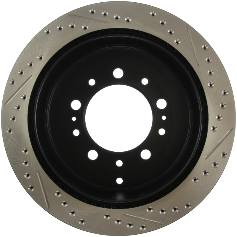 Toyota Land Cruiser Brake Rotor (1) - Rear Right - Stoptech - Sport Drilled & Slotted - Black - `08-`19