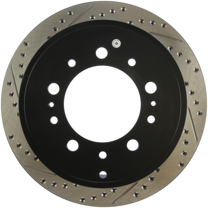 Toyota Sequoia Brake Rotor (1) - Rear Right - Stoptech - Sport Drilled & Slotted - Black - `08-`19