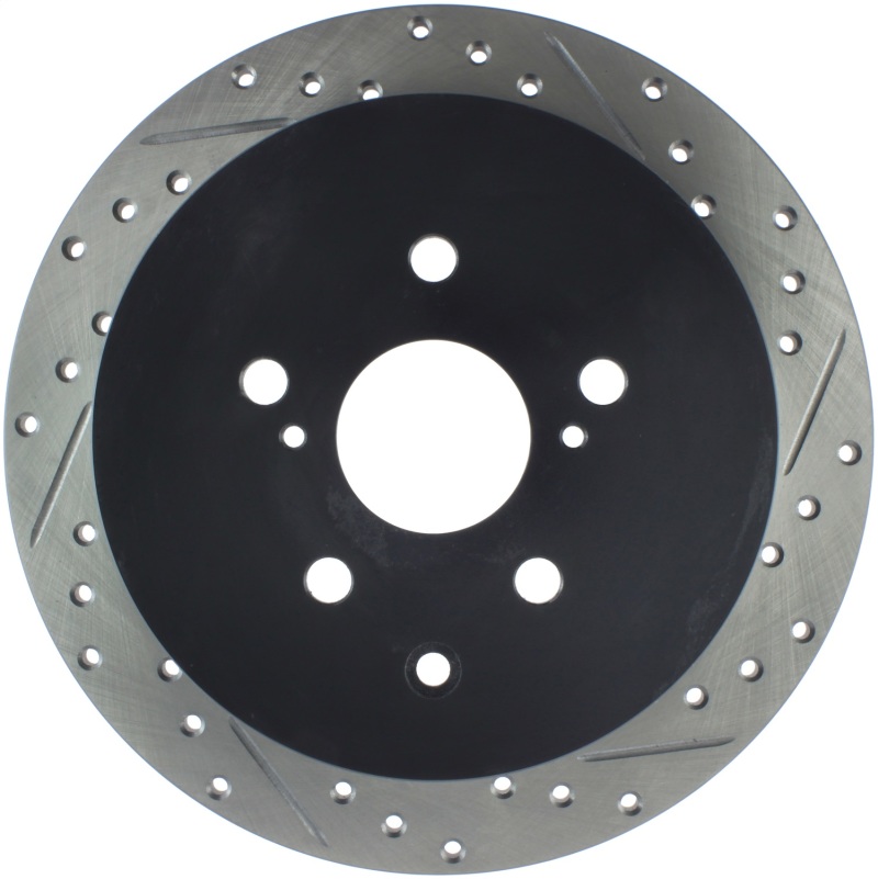 Toyota Sienna Brake Rotor (1) - Rear Left - Stoptech - Drilled & Slotted - Black - `11-`20