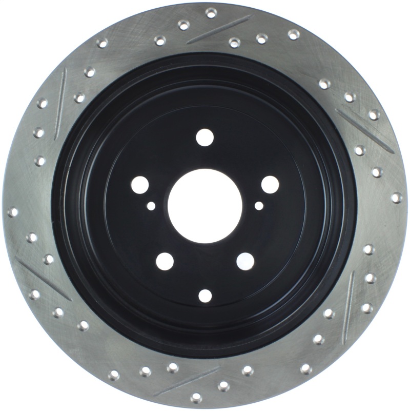 Toyota Sienna Brake Rotor (1) - Rear Left - Stoptech - Drilled & Slotted - Black - `11-`20