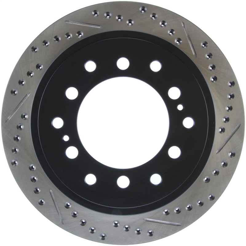 Toyota 4Runner Brake Rotors (2) - Rear Left - Stoptech - Slotted & Drilled - Black - `10-`20