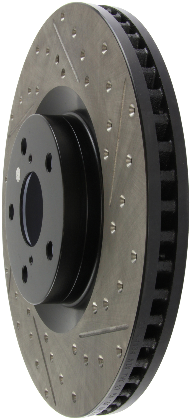 Lexus GS200t Brake Rotor (1) - Front Left - Stoptech - Slotted & Drilled - Black - `16-`17