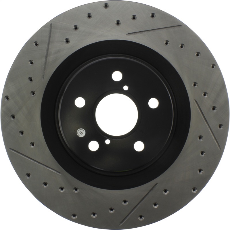 Lexus GS200t Brake Rotor (1) - Front Right - Stoptech - Drilled & Slotted - Black - `16-`17