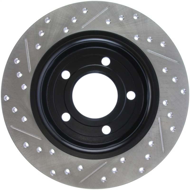 Mazda 3 Brake Rotor (1) - Rear Left - Stoptech - Slotted & Drilled - Black - `04-`13