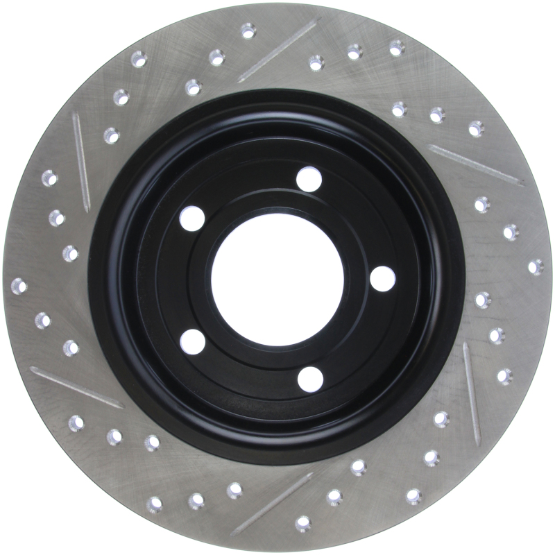 Mazda 3 Brake Rotor (1) - Rear Left - Stoptech - Slotted & Drilled - Black - `04-`13