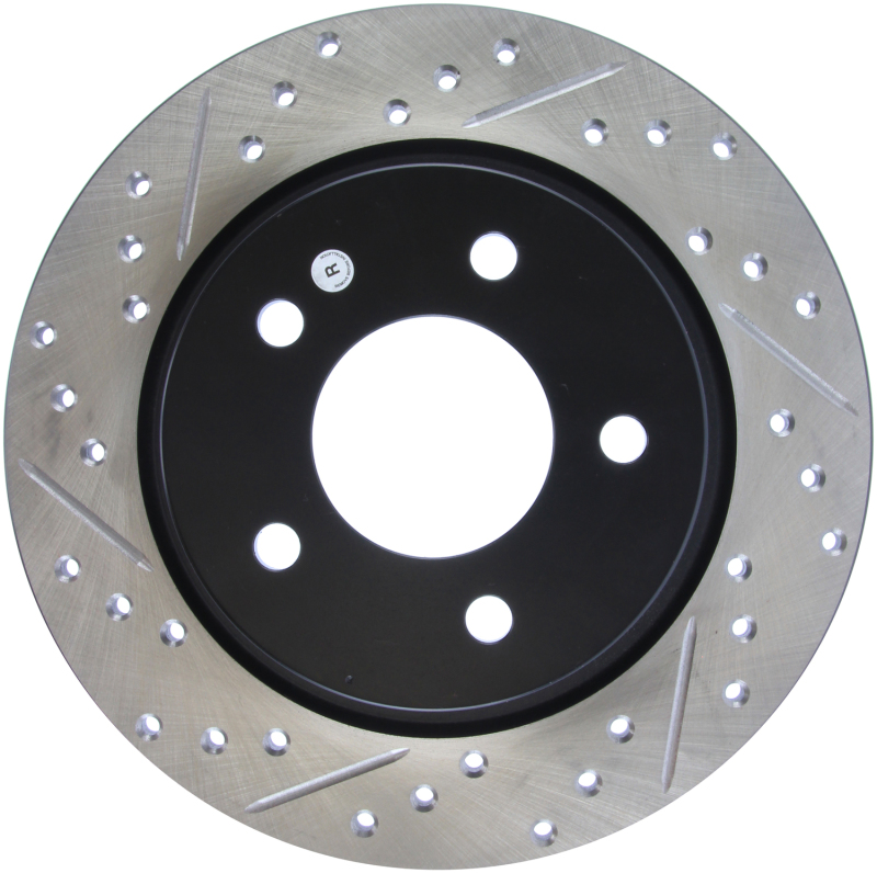 Mazda 3 Brake Rotor (1) - Rear Right - Stoptech - Drilled & Slotted - Black - `04-`10