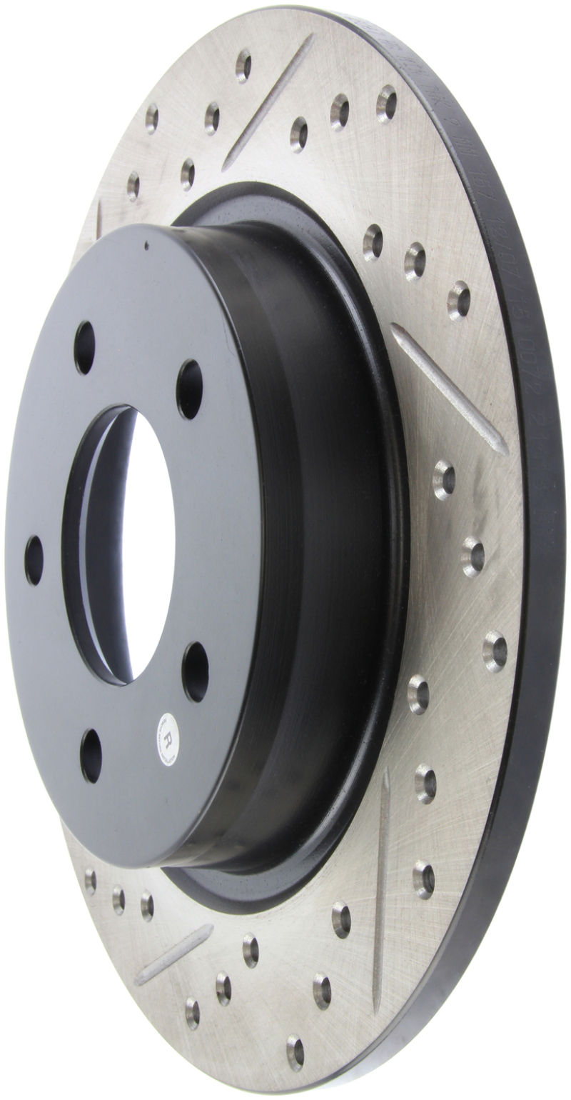 Mazda 3 Sport Brake Rotor (1) - Rear Right - Stoptech - Drilled & Slotted - Black - `12-`13