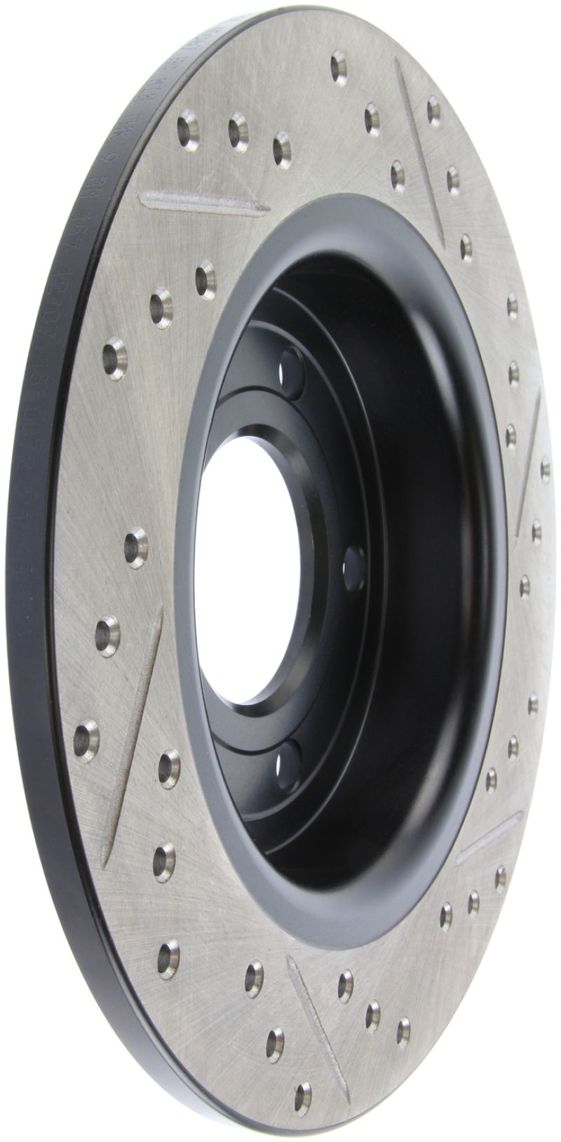 Mazda 3 Sport Brake Rotor (1) - Rear Right - Stoptech - Drilled & Slotted - Black - `12-`13 Mazda 3 Sport Brake Rotor (1) - Rear Right - Stoptech - Drilled & Slotted - Black - `12-`13