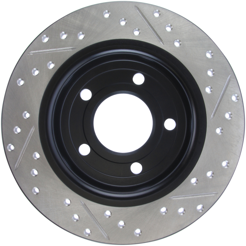 Mazda 3 Sport Brake Rotor (1) - Rear Right - Stoptech - Drilled & Slotted - Black - `12-`13